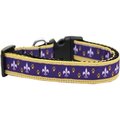 Mirage Pet Products Purple & Yellow Fleur De Lis Nylon Ribbon Dog Collar Extra Large 125-161 XL